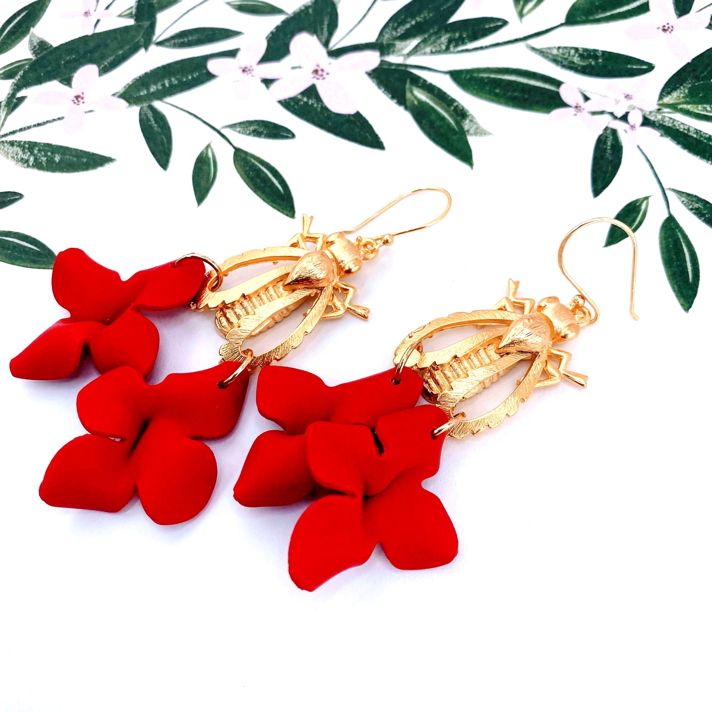Red Buzzy Bee Dangles
