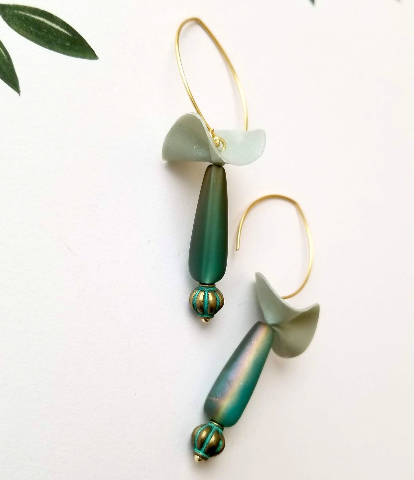 Green Ballerina Dangle Drops
