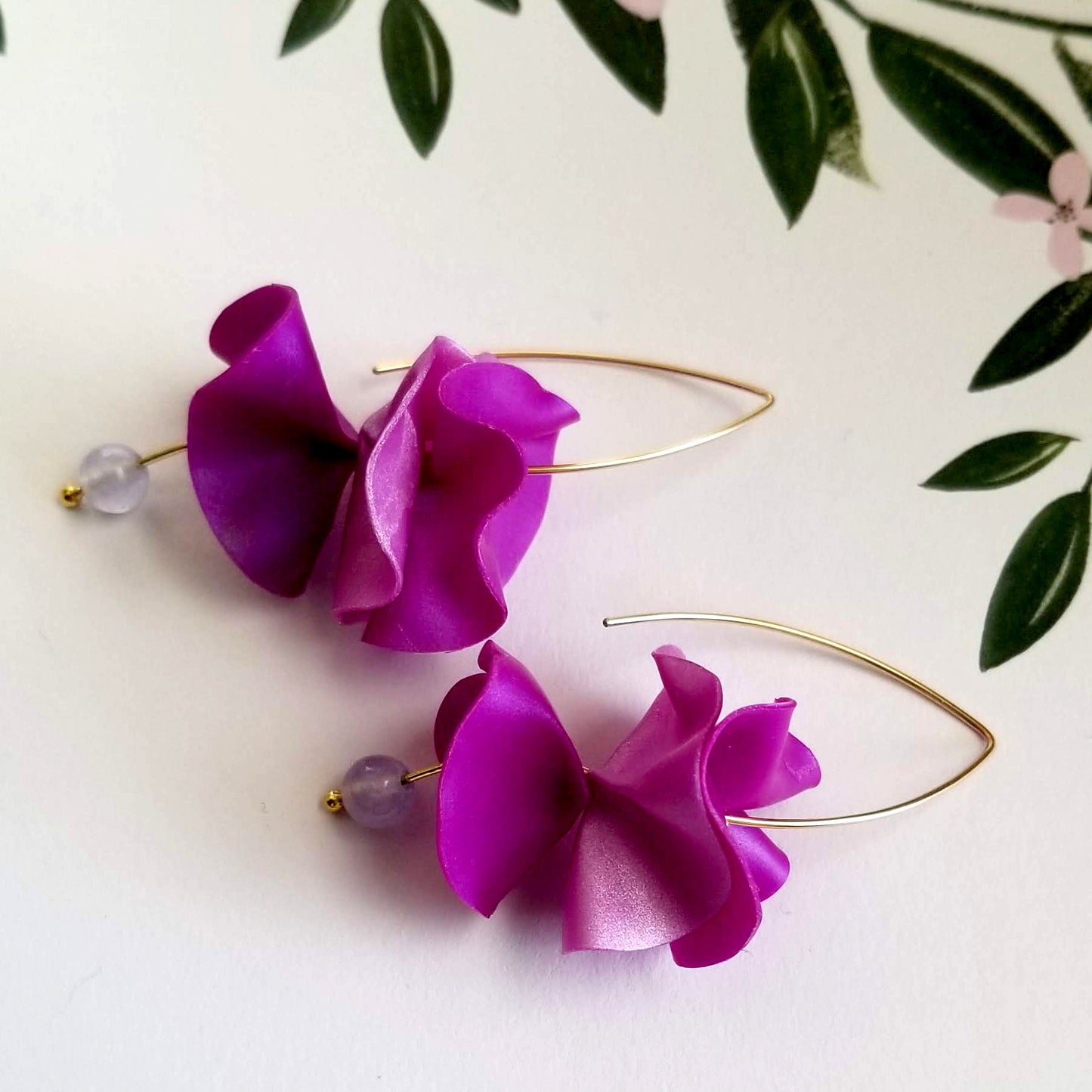 Purple on Gold Flamenco Ruffle Drops