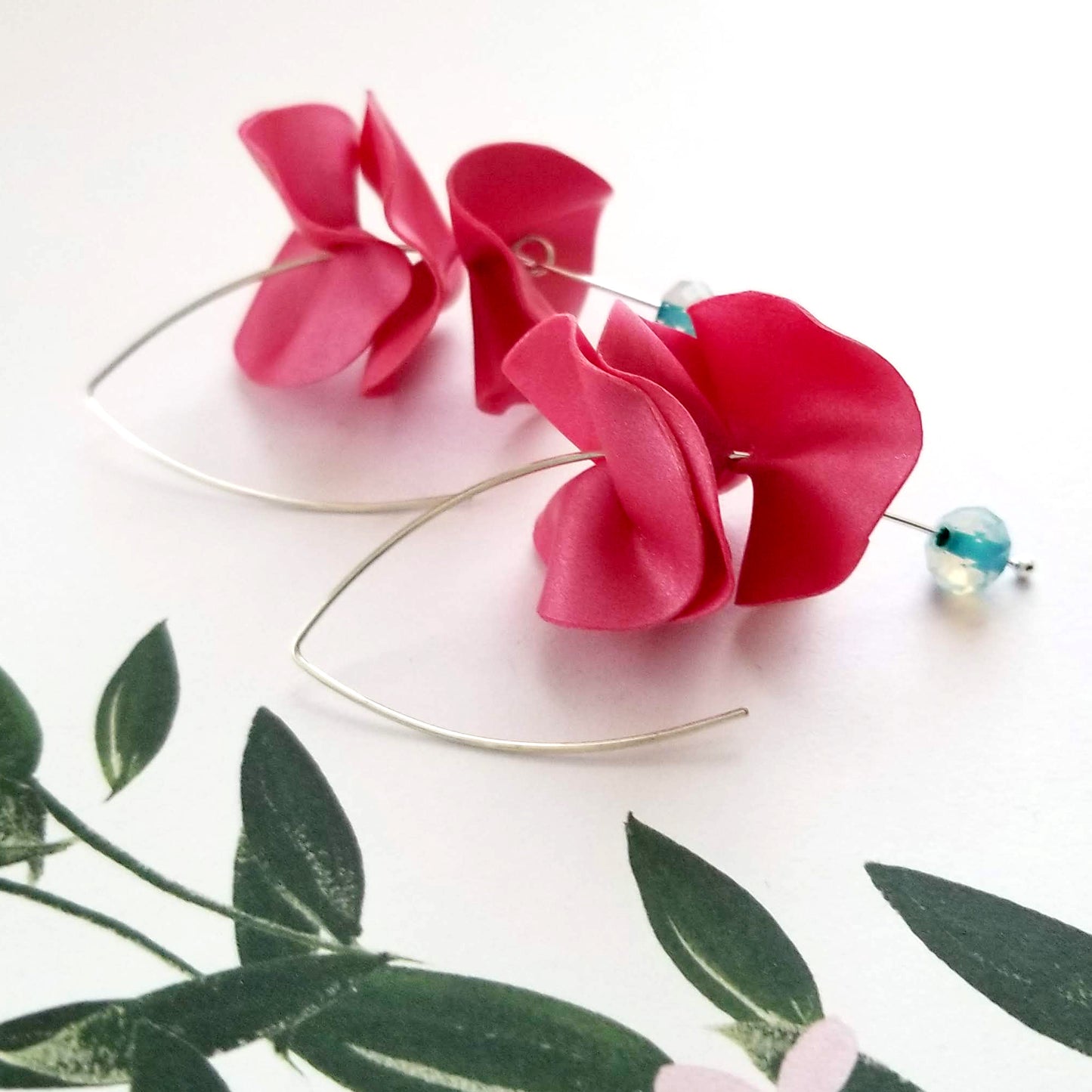 Pink on Silver Flamenco Ruffle Drops
