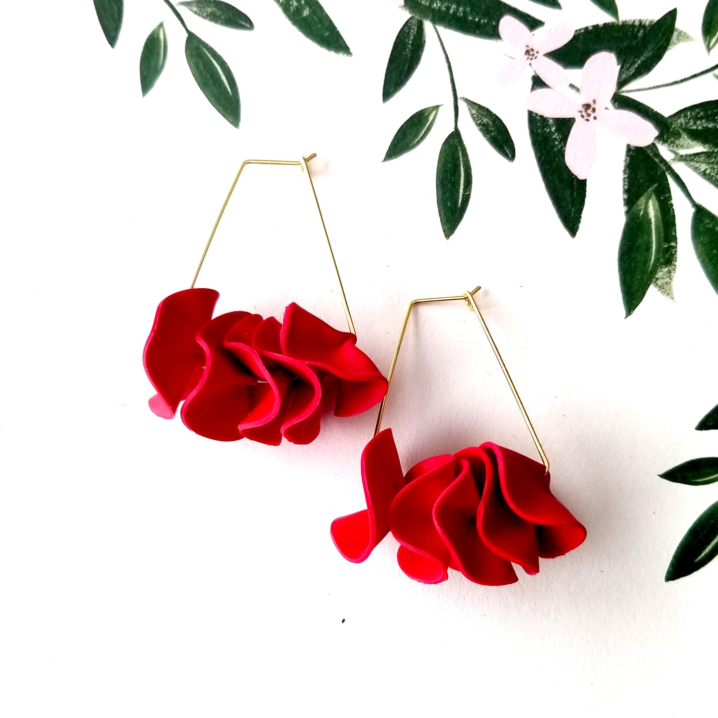 Red Flamenco Ruffle Boxy Hoops