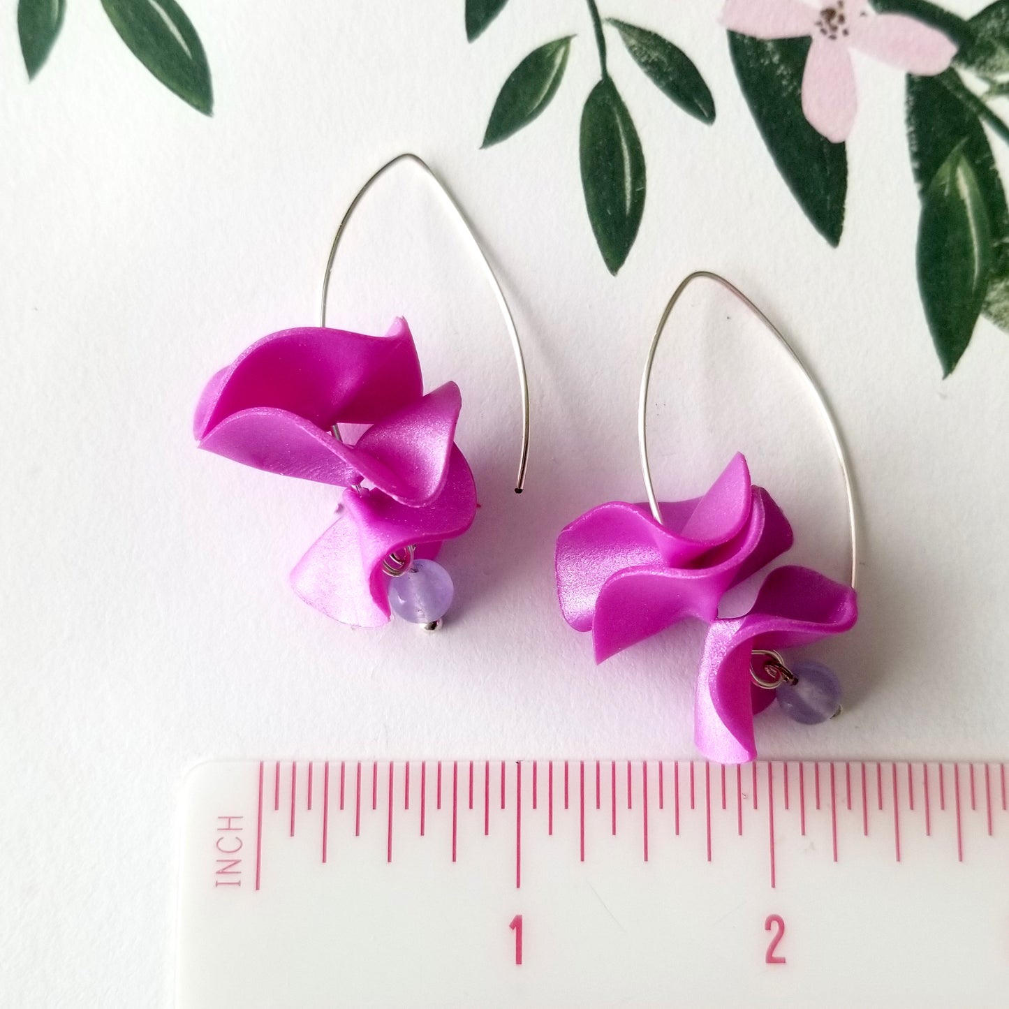 Light Purple on Silver Flamenco Ruffle Drops