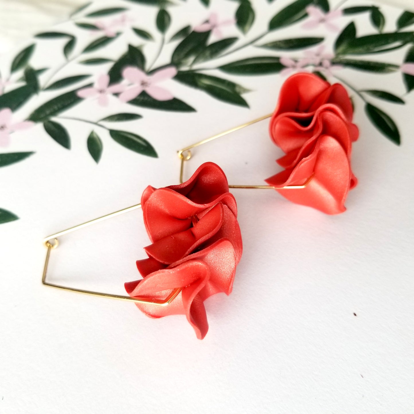 Brown Flamenco Ruffle Boxy Hoops