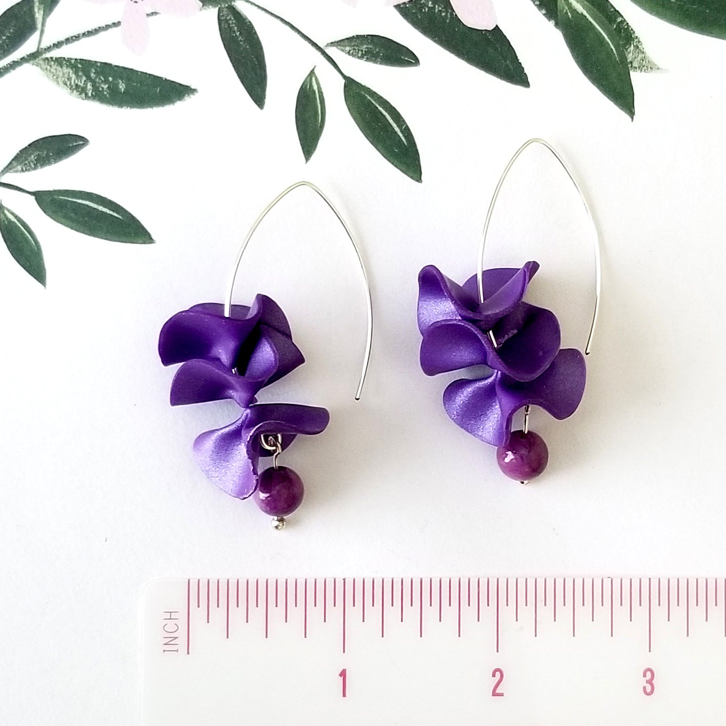 Dark Purple on Silver Flamenco Ruffle Drops