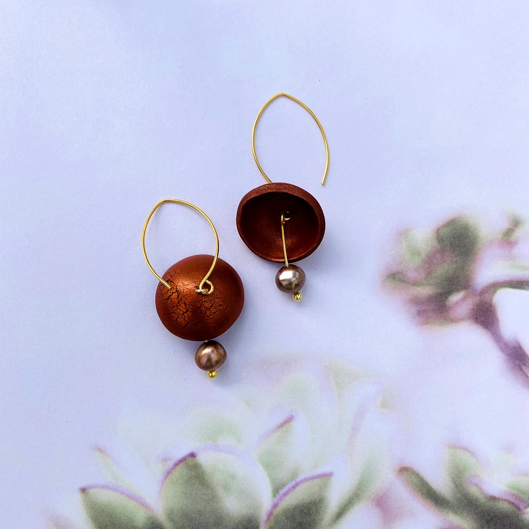 Small Tinkerbell Pearl Copper Dangles