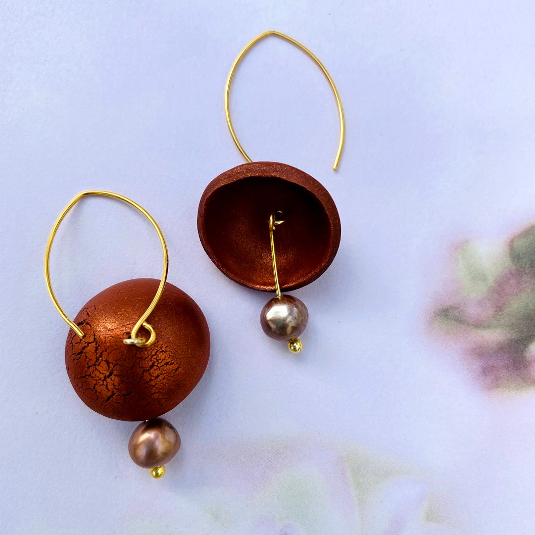 Small Tinkerbell Pearl Copper Dangles