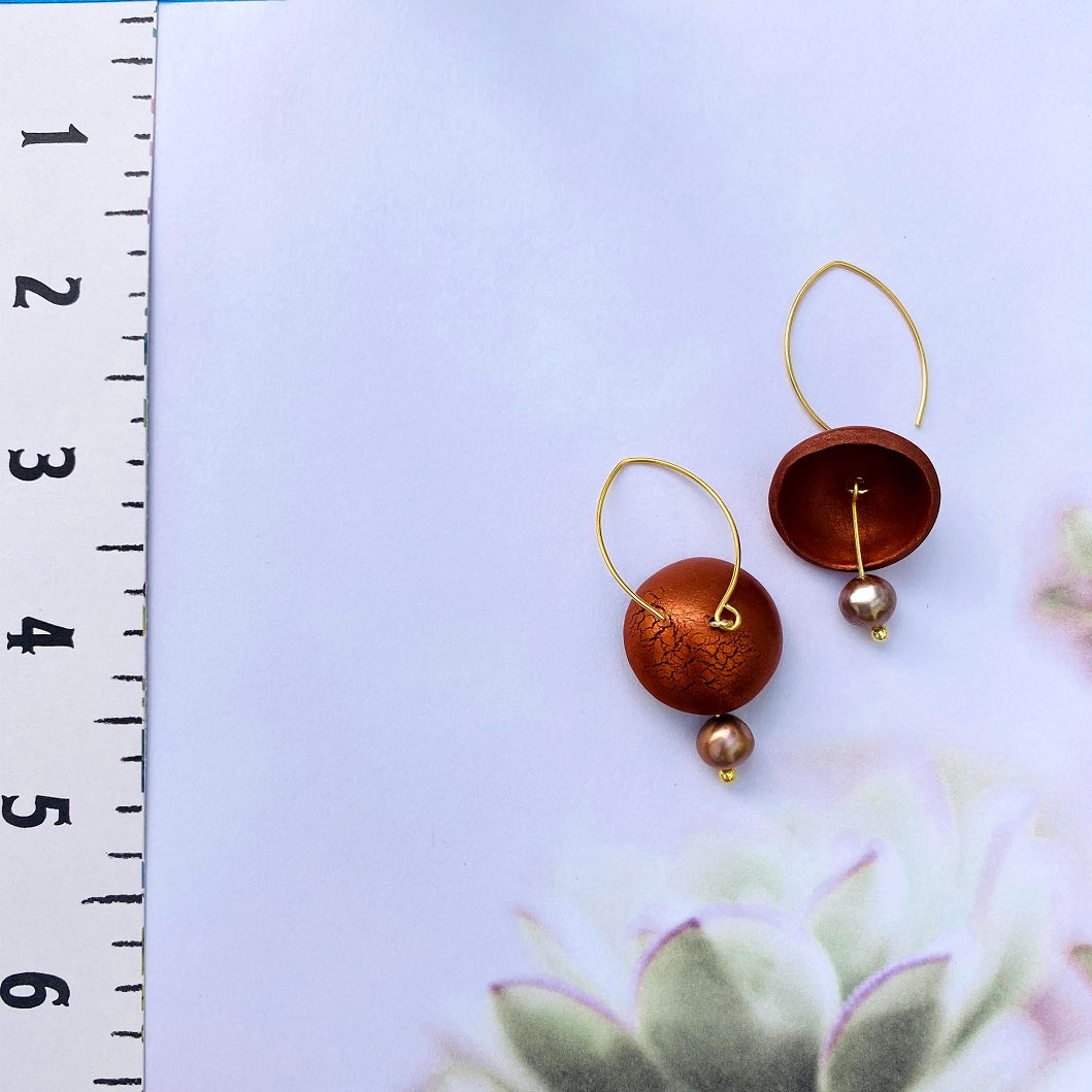 Small Tinkerbell Pearl Copper Dangles