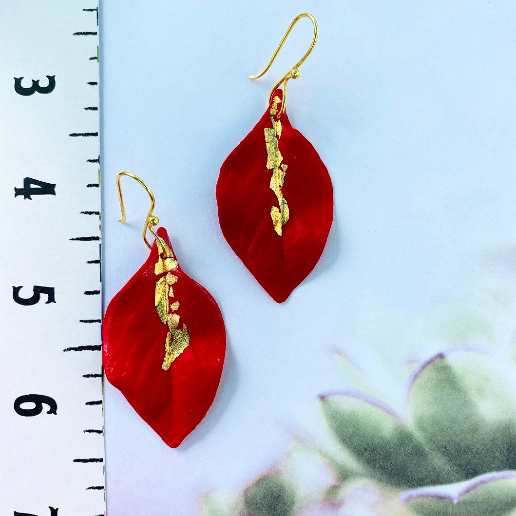 Red & Gold Alina Leaf Dangles