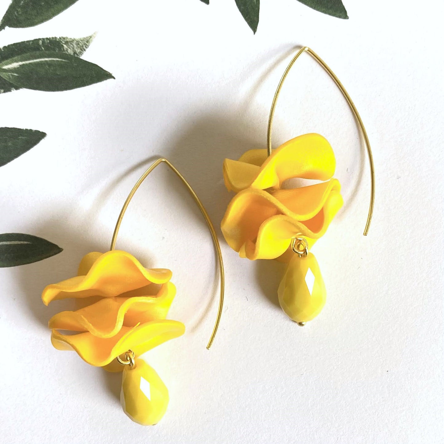 Sunshine Yellow on Gold Flamenco Ruffle Drops
