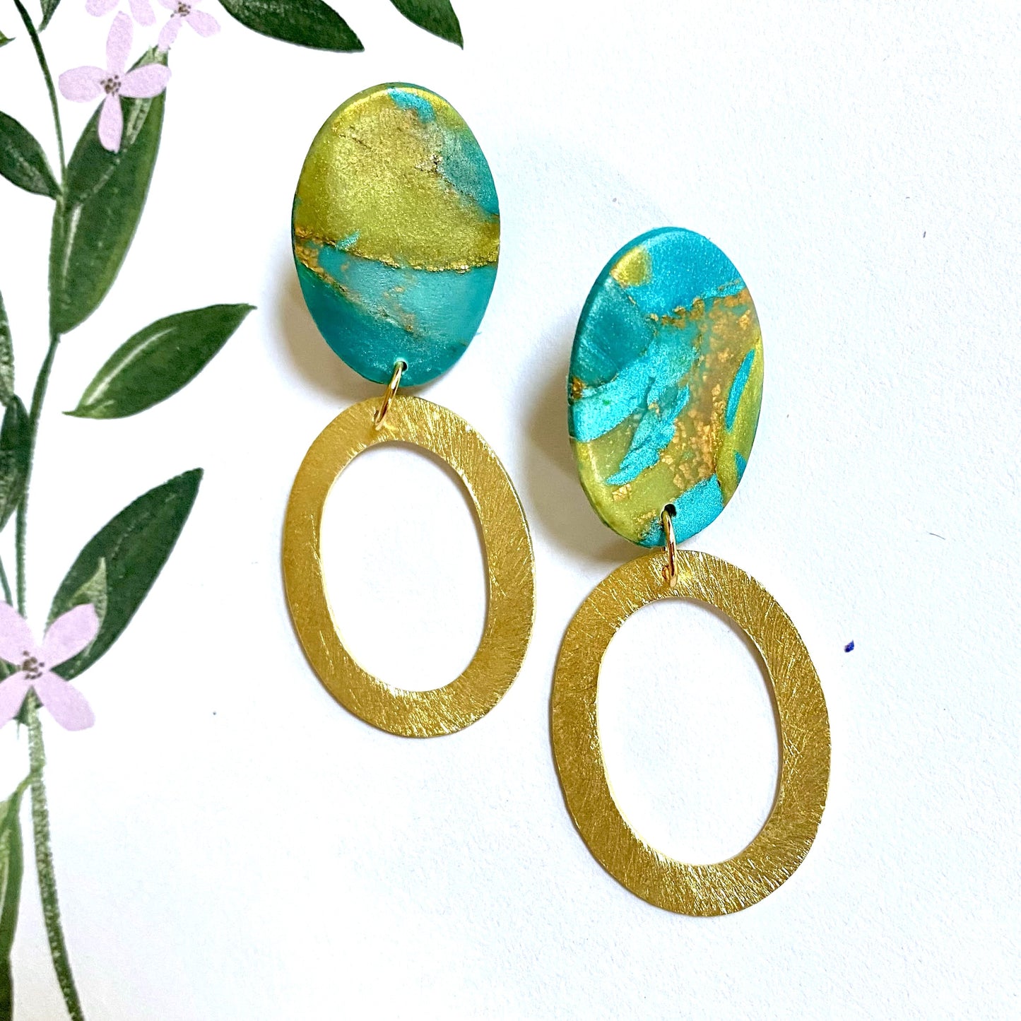 Blue and Gold Double Oval Posts