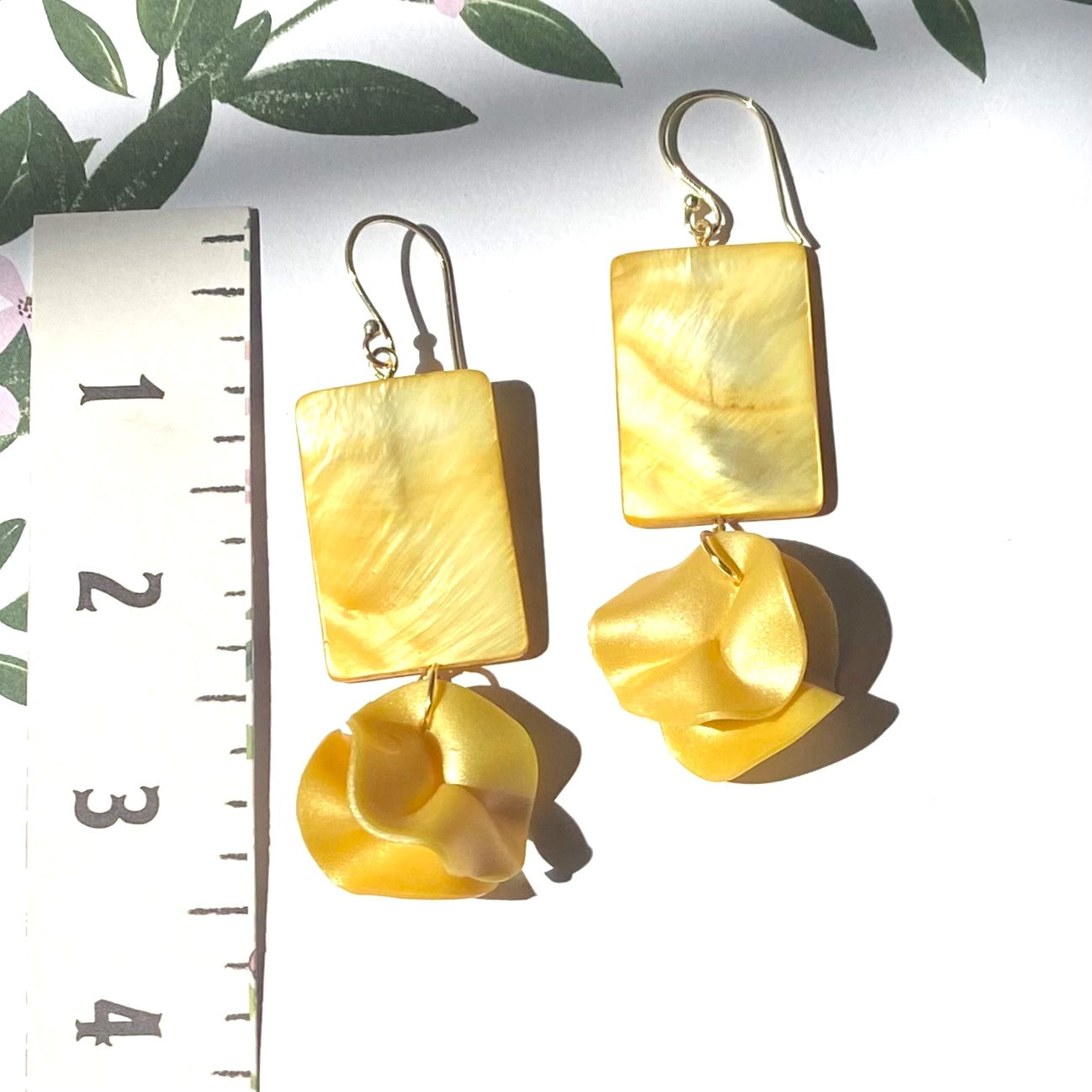 Yellow Shell Ruffle Dangles