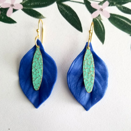 Alina Blue & Teal Leaf Dangles