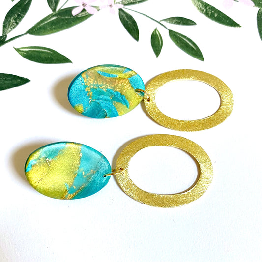 Blue and Gold Double Oval Posts